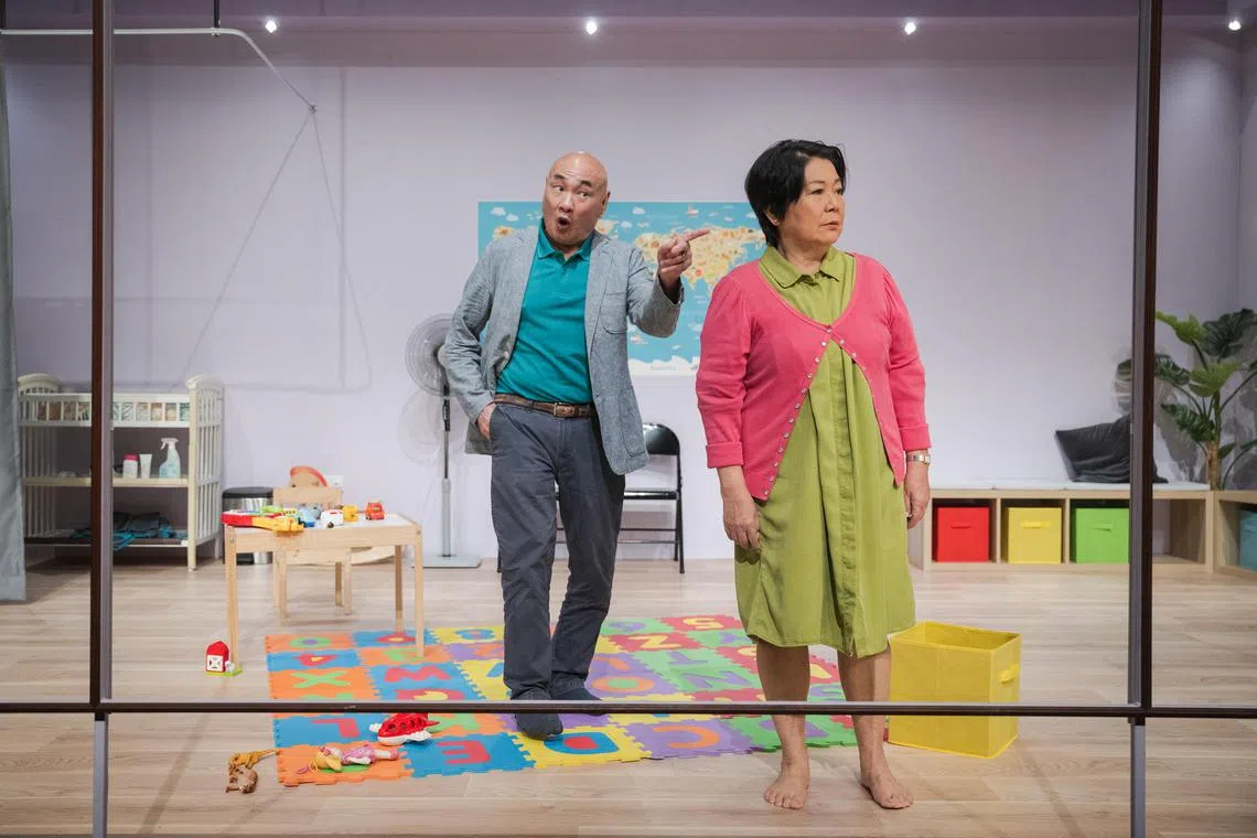 (From left) Real-life couple Lim Kay Siu and Neo Swee Lin play a married couple in Checkpoint Theatre's Tender Submission, written by playwright Lucas Ho. 