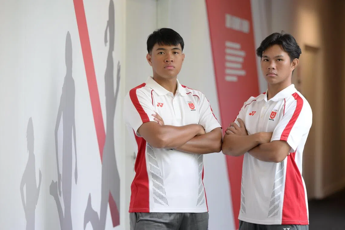 (From left) National softball players Mohammad
Huzaifie Mohammad Noorham and Mohammad Huzaifah Mohammad Noorham.