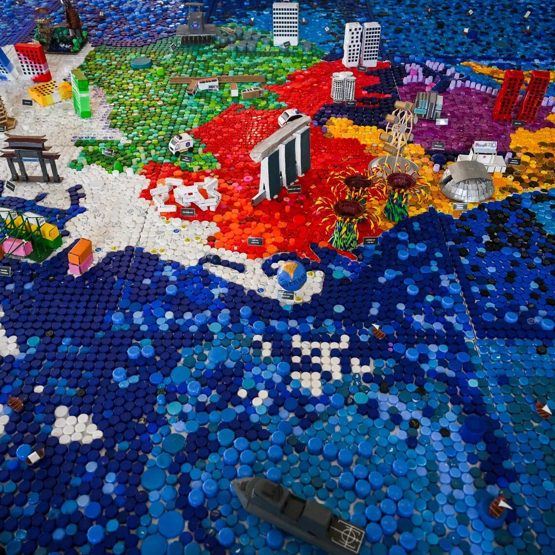 The giant map of Singapore can be found at the foyer at Rivervale Community Club.