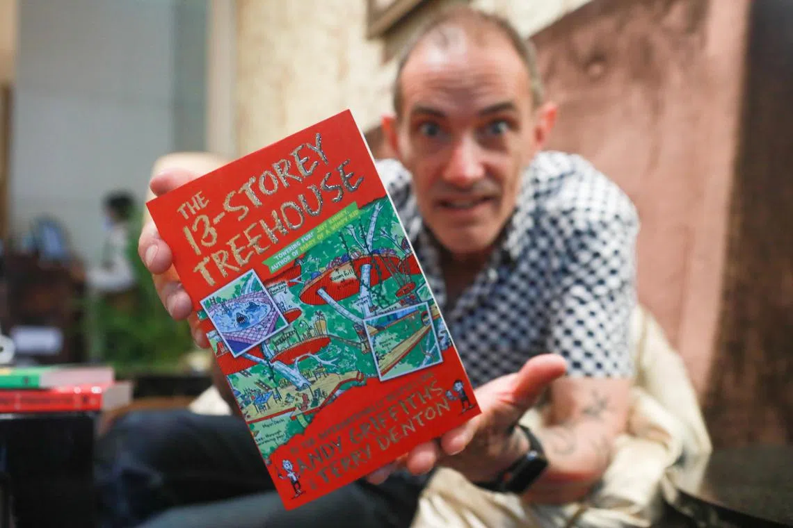 Australian author Andy Griffiths at the St. Regis Hotel on March 17, 2023.

He is in Singapore to promote the stage adaptation of his best-selling kids’ series The 13-Storey Treehouse, which runs March 25 to 26 at Victoria Theatre.