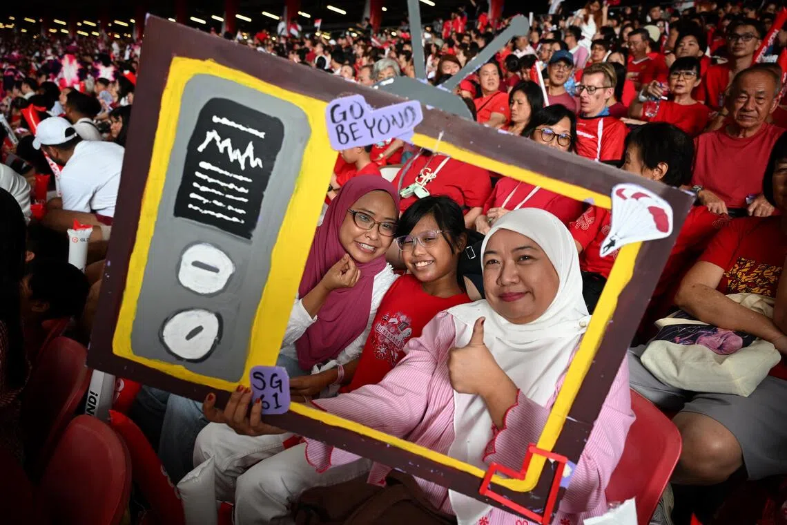 ST20260809_202658800858 Kua Chee Siong/? pixndp2026/ Singapore celebrating its 61st National Day, themed 'Go Beyond!', at the National Stadium on Aug 9, 2026.