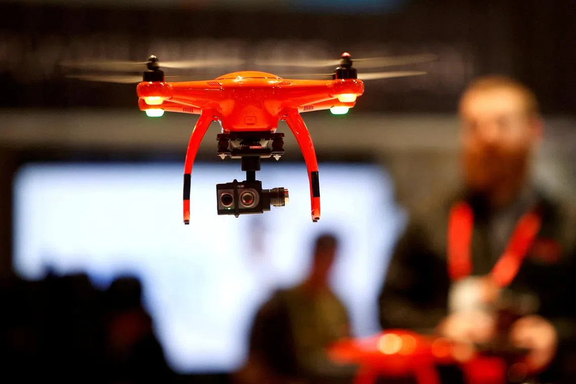 FILE PHOTO: An Autel Robotics X-Star drone with a FLIR Duo module is shown during the 2017 CES in Las Vegas, Nevada, U.S., January 6, 2017.  REUTERS/Steve Marcus/File Photo