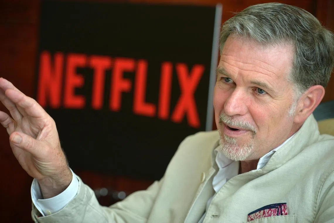 Netflix chief executive Reed Hastings at the Fullerton Hotel on 26 April 2016. He was in town to speak to local start-ups at the Media Development Authority of Singapore’s inaugural Distinguished Speaker Series at Ayer Rajah Crescent.