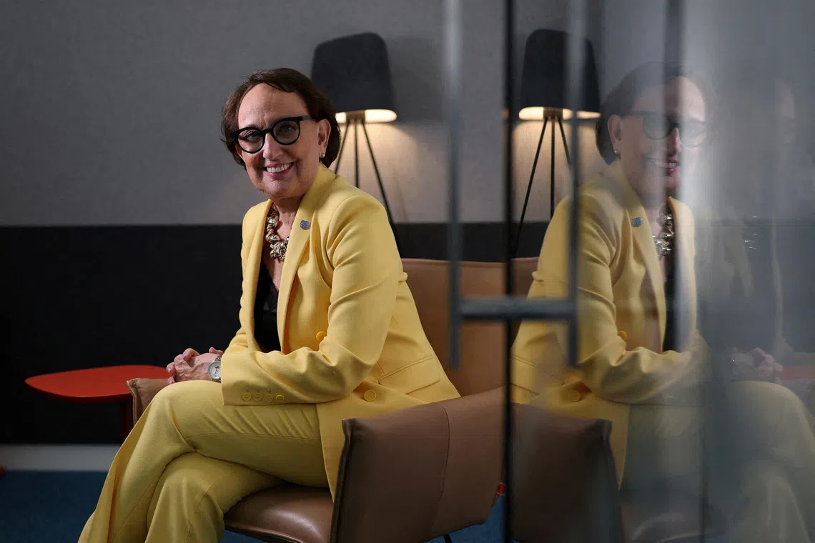FILE PHOTO: Rebeca Grynspan, former Vice President of Costa Rica, and Secretary-General of UN Trade and Development (UNCTAD), poses for a portrait during an interview with Reuters in London, Britain, December 2, 2025. REUTERS/Isabel Infantes/File Photo