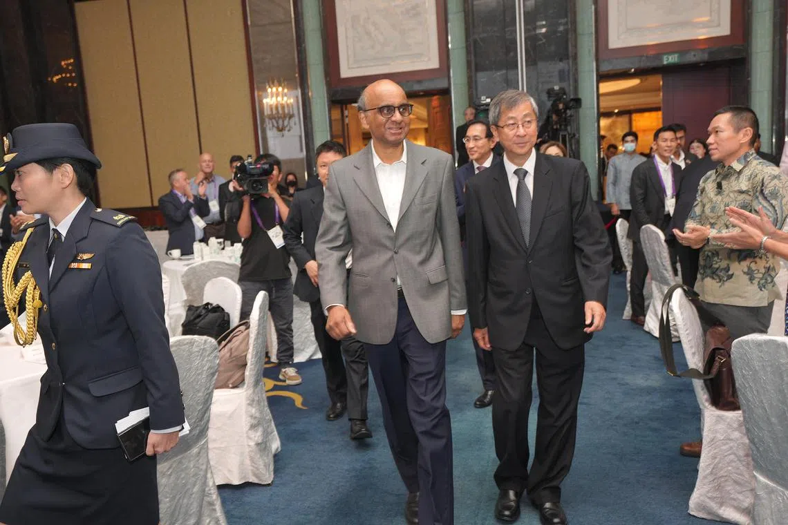 President Tharman Shanmugaratnam arriving at the Philanthropy Asia Summit 2023.