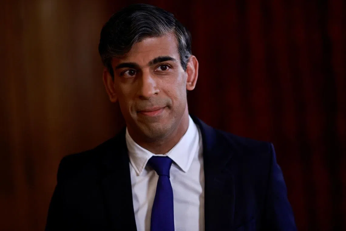 British Prime Minister Rishi Sunak records a statement on the Iranian attacks on Israel overnight, inside 10 Downing Street in central London, Britain, April 14, 2024. BENJAMIN CREMEL/Pool via REUTERS/File Photo