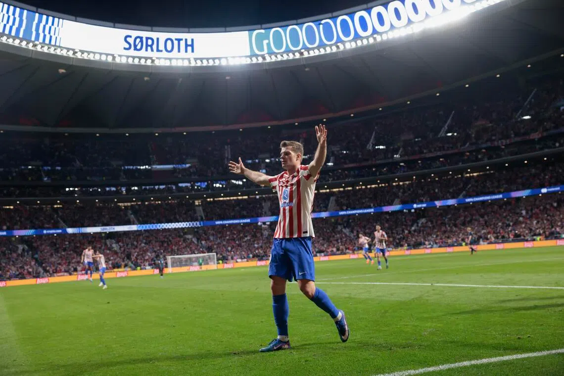 Alexander Sorloth hat-trick sends Atletico Madrid into Champions League last 16