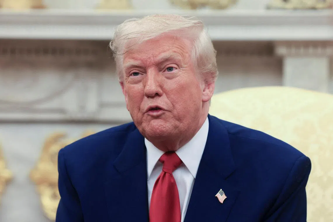 U.S. President Donald Trump meets with Israeli Prime Minister Benjamin Netanyahu (not pictured) in the Oval Office at the White House in Washington, U.S., April 7, 2025. REUTERS/Kevin Mohatt
