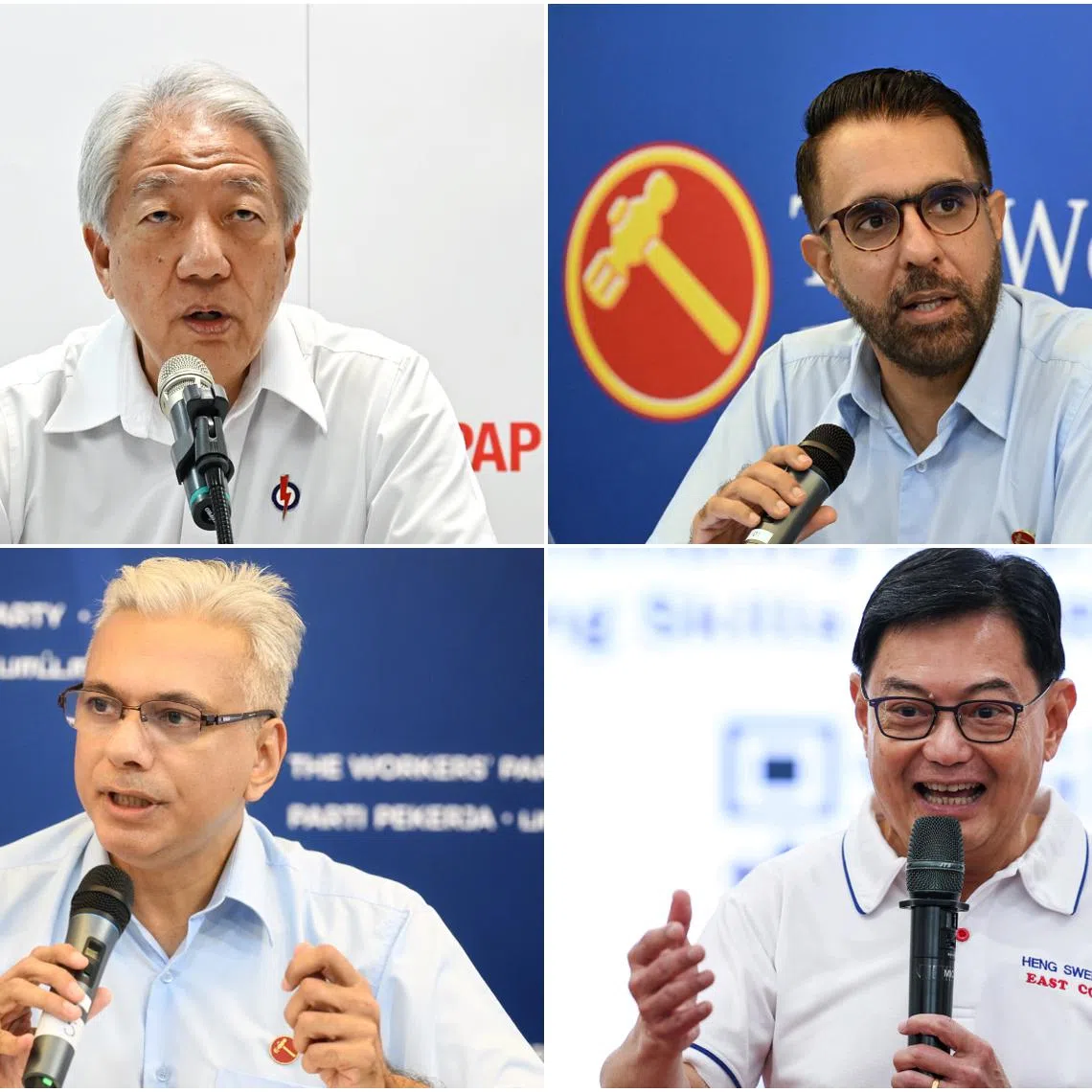 (Clockwise from top left) Mr Teo Chee Hean, Mr Pritam Singh, Mr Heng Swee Keat and Mr Harpreet Singh Nehal.