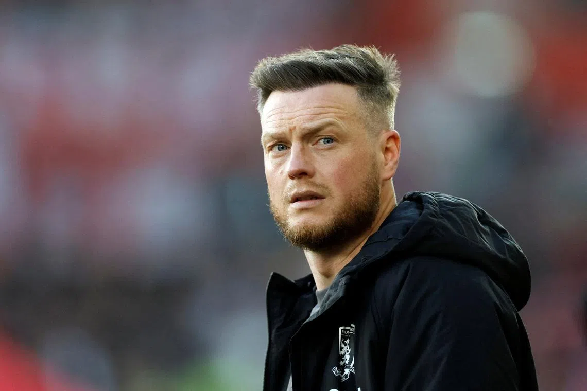 FILE PHOTO: Soccer Football - Championship - Play Offs - Semi Final - Second Leg - Southampton v Middlesbrough - St Mary's Stadium, Southampton, Britain - May 12, 2026 Middlesbrough manager Kim Hellberg during the match Action Images via Reuters/Peter Cziborra/File Photo