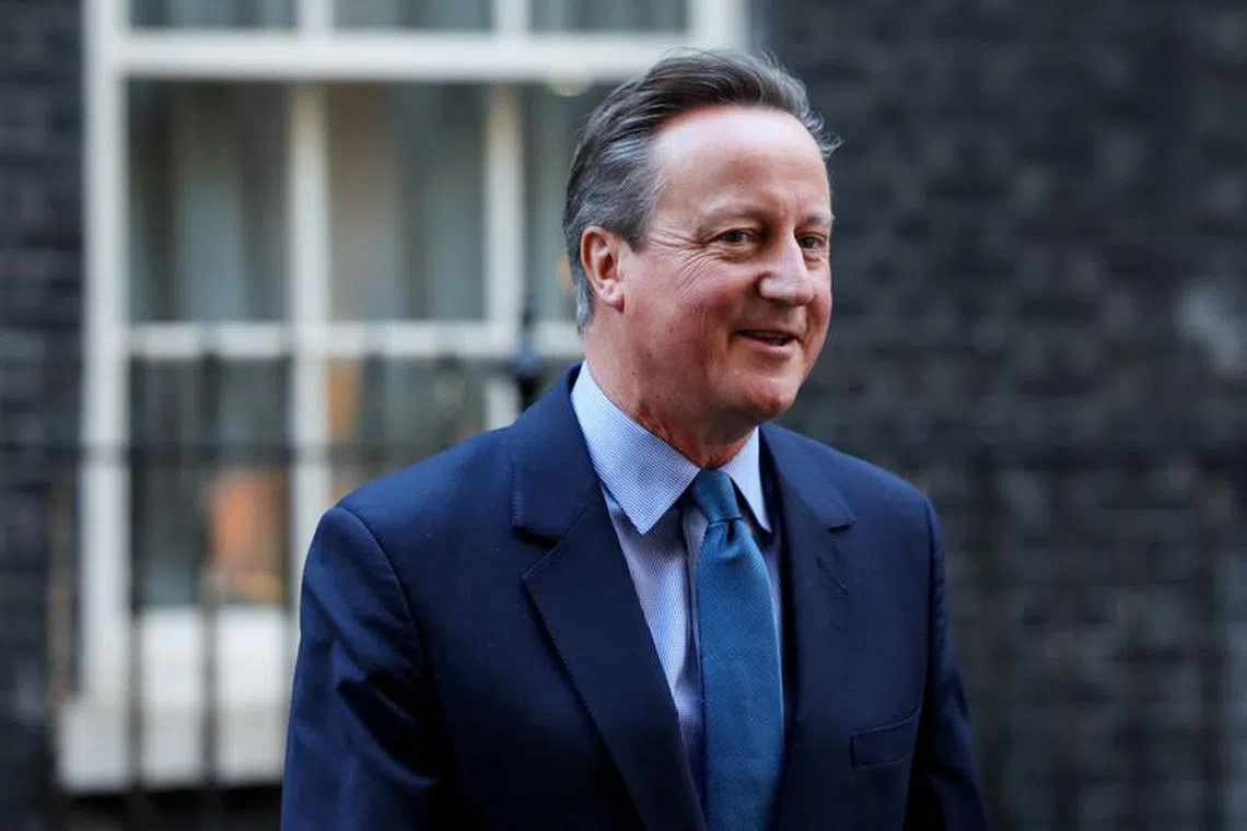 Britain's former Prime Minister and newly appointed Foreign Secretary David Cameron walks outside 10 Downing Street in London, Britain November 13, 2023. REUTERS/Suzanne Plunkett