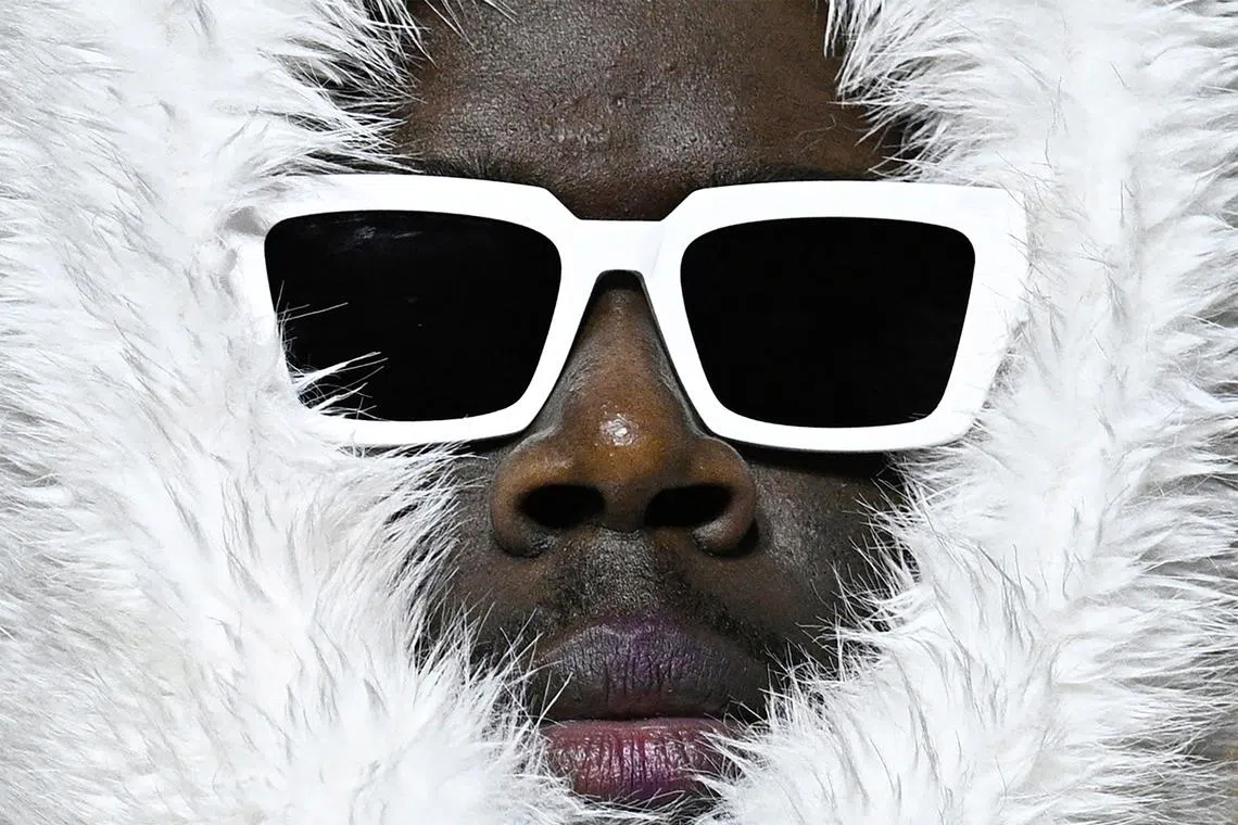 A model presenting a creation for the 3.Paradis Menswear Ready-to-wear Fall-Winter 2025/2026 collection as part of the Paris Fashion Week, in Paris, France on Jan 22, 2025. 
