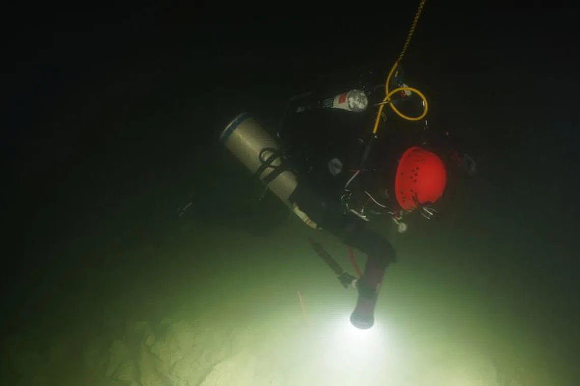 Finnish Navy Deep Divers support to civilian authorities in the investigation of the gas pipe damage in the Gulf of Finland, in this undated handout. Finnish Navy/Handout via REUTERS THIS IMAGE HAS BEEN SUPPLIED BY A THIRD PARTY. MANDATORY CREDIT. NO RESALES. NO ARCHIVES.