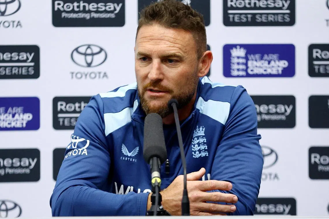 Cricket - England v New Zealand - Third Test - Trent Bridge Cricket Ground, Nottingham, Britain - June 29, 2026 England head coach Brendon McCullum during the press conference after the match Action Images via Reuters/Andrew Boyers