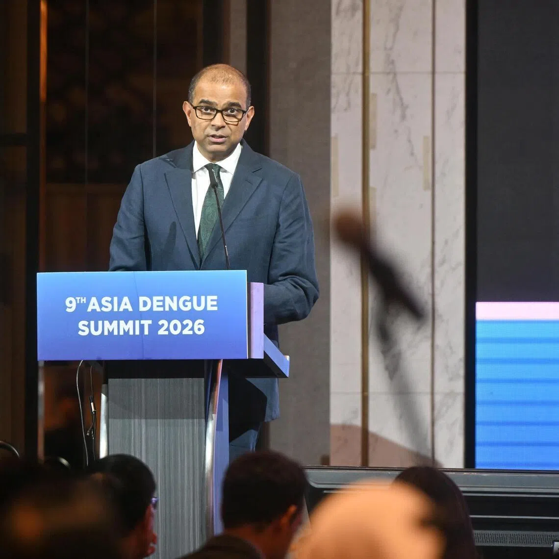Senior Minister of State for Sustainability and the Environment Dr Janil Puthucheary speaking at the 9th Asia Dengue Summit, at Orchard Hotel on June 15.
