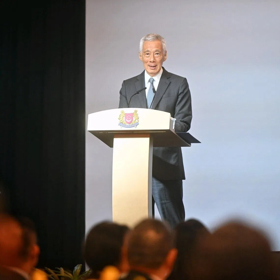 Senior Minister Lee Hsien Loong speaking at the annual Administrative Service dinner held at the Marina Bay Sands Expo and Convention Centre on April 21.