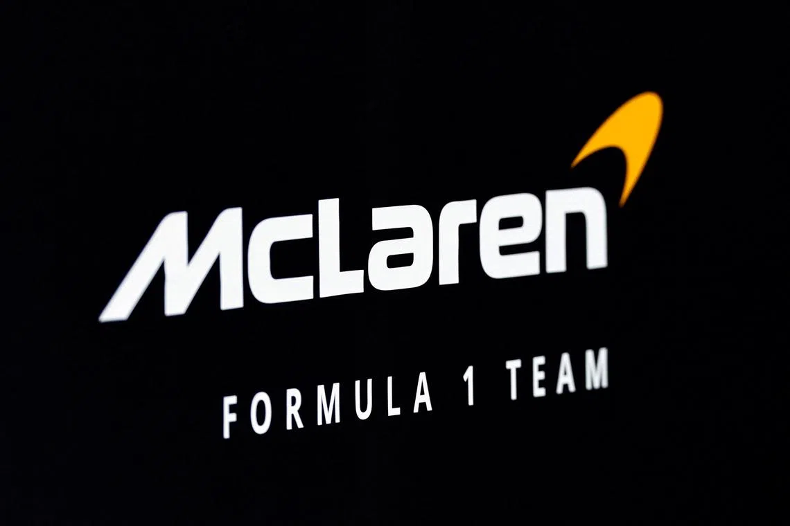 FILE PHOTO: Formula One F1 - Pre-Season Testing - Bahrain International Circuit, Sakhir, Bahrain - February 21, 2024 McLaren's logo is seen during the pre-season testing REUTERS/Hamad I Mohammed/File Photo