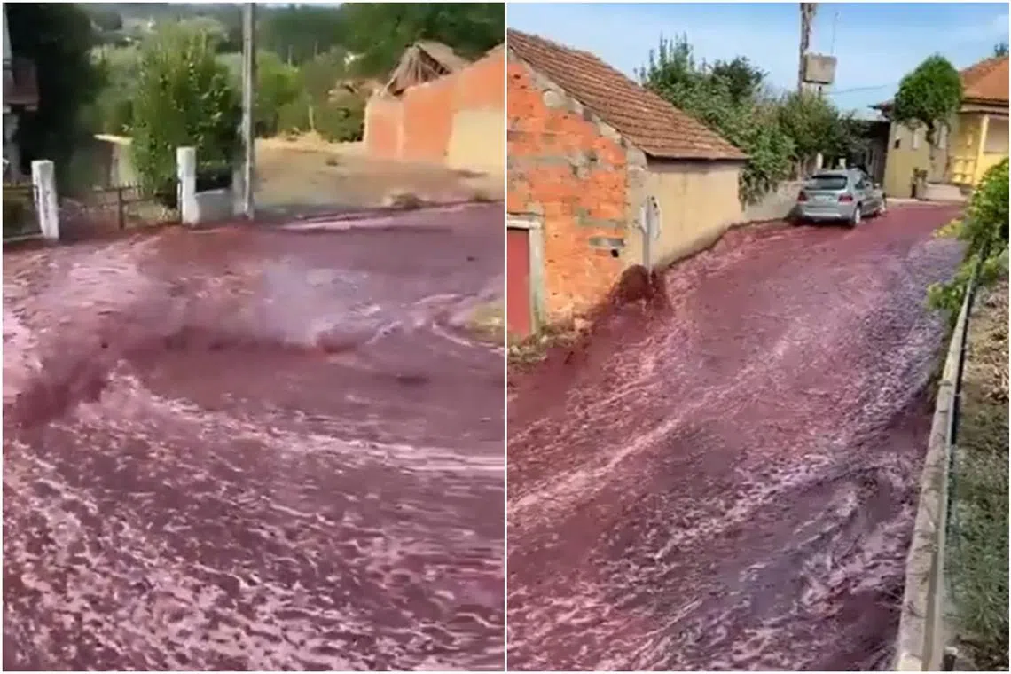 Videos circulating online show a red torrent gushing down a hill through the town, which has a population of over 2,000 people.