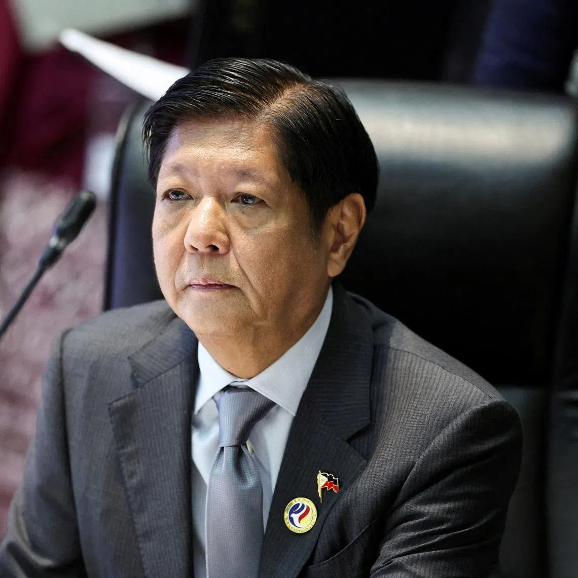 FILE PHOTO: Philippines President Ferdinand Marcos Jr attends the 27th ASEAN-China Summit at the National Convention Centre in Vientiane, Laos, October 10, 2024. REUTERS/Athit Perawongmetha/File Photo