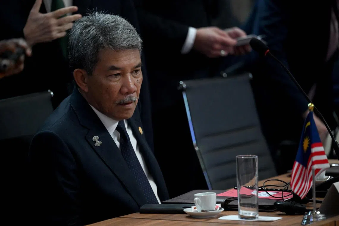 Malaysia's Foreign Affairs Minister Mohamad Hasan looks on before a session on the second day of the BRICS Foreign Ministers meeting in Rio de Janeiro, Brazil, on April 29, 2025. Brazil, which chairs the 11-nation BRICS grouping that also includes Russia and China, called for closer cooperation Monday as the world deals with conflicts in Ukraine and Gaza and trade wars under US President Donald Trump. (Photo by MAURO PIMENTEL / POOL / AFP)