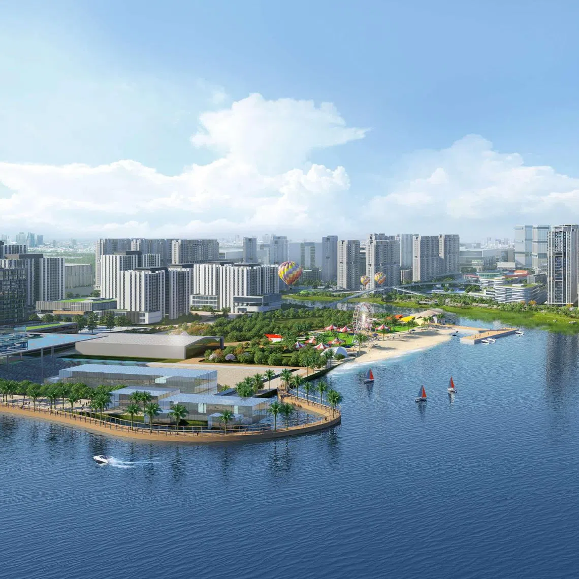 An artist’s impression of homes by the coast and idyllic living at Sembawang waterfront.