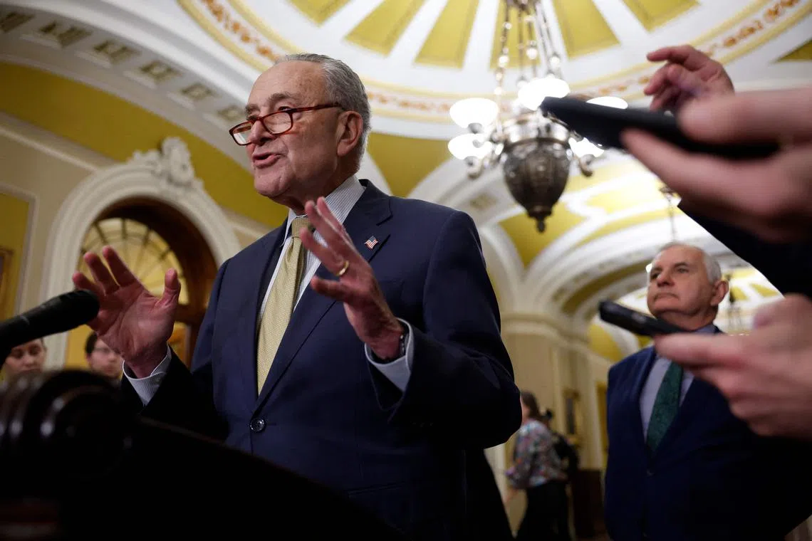 Senate Majority Leader Chuck Schumer said in a floor speech that there was "too much on the line" for Ukraine and America to throw in the towel.
