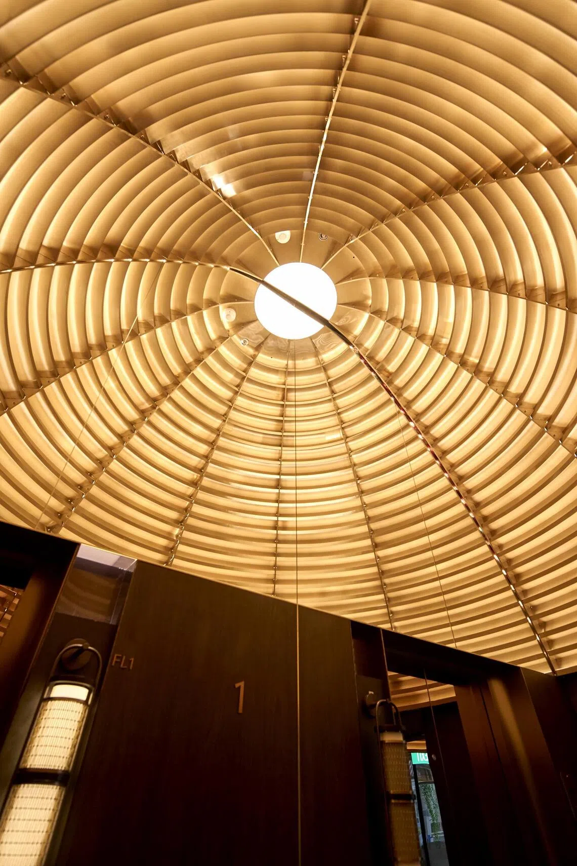 The lift lobby ceiling is inspired by saga seed husks.