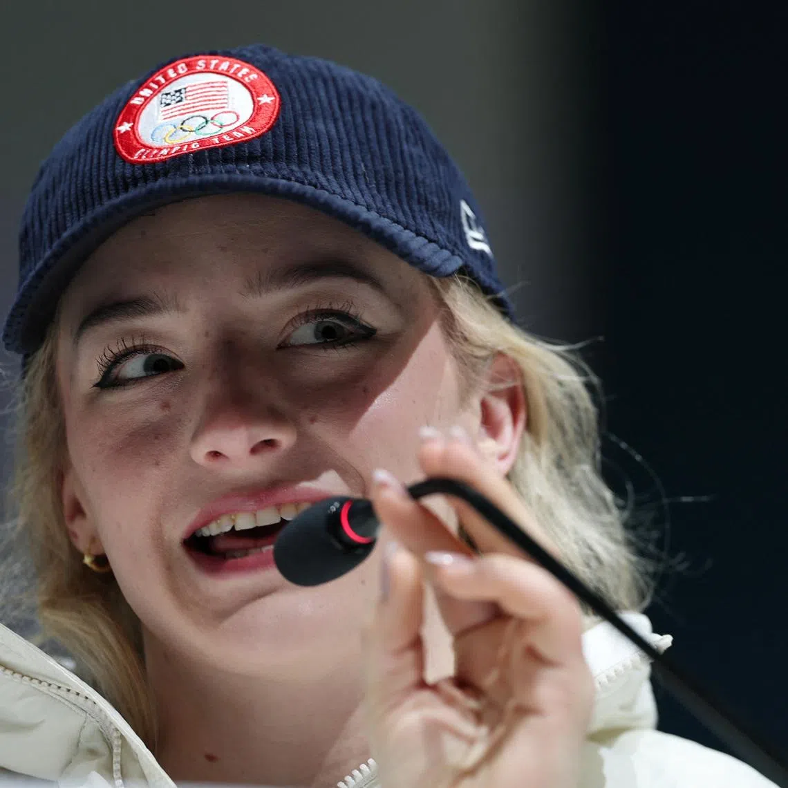 Milano Cortina 2026 Winter Olympics - Figure Skating - United States team press conference - Main Press Centre, Milan, Italy - February 4, 2026 Amber Glenn of United States speaks during the press conference REUTERS/Amanda Perobelli