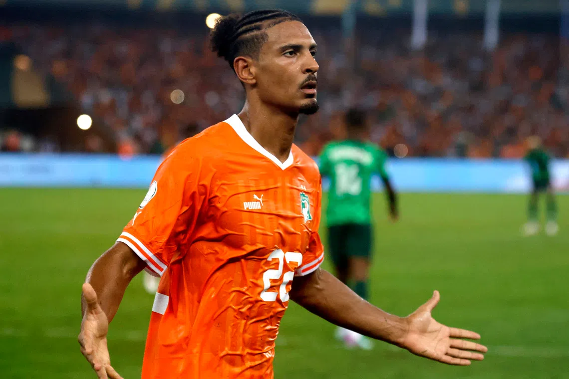 Soccer Football - Africa Cup of Nations - Final - Nigeria v Ivory Coast - Stade Olympique Alassane Ouattara, Abidjan, Ivory Coast - February 11, 2024 Ivory Coast's Sebastien Haller celebrates scoring their second goal REUTERS/Luc Gnago