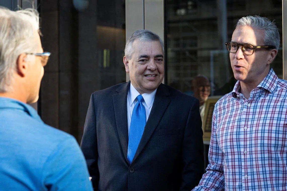 Former U.S. Congressman David Rivera waits to enter the James Lawrence King Federal Justice Building as he faces trial on charges of illegally lobbying U.S. officials to prevent further economic sanctions against ousted Venezuelan President Nicolas Maduro's government, in Miami, Florida, U.S., March 24, 2026. REUTERS/Marco Bello