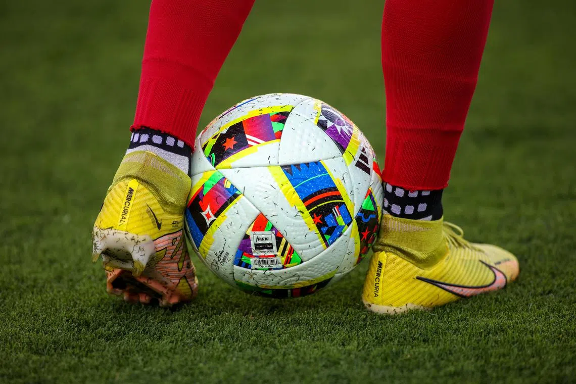 FILE PHOTO: May 7, 2024; Kennesaw, Georgia, USA; A detailed view of an MLS ball and the boots of Atlanta United defender Brooks Lennon (11) before a game against Charlotte Independence at Fifth Third Bank Stadium. Mandatory Credit: Brett Davis-USA TODAY Sports/File Photo