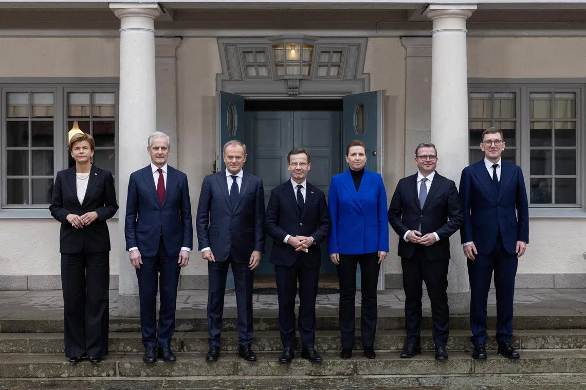 Leaders of Denmark, Estonia, Finland, Latvia, Norway, Poland and Sweden said they would step up support for Ukraine's defence industry, and invest in making more ammunition available in its fight against Russian invasion.
