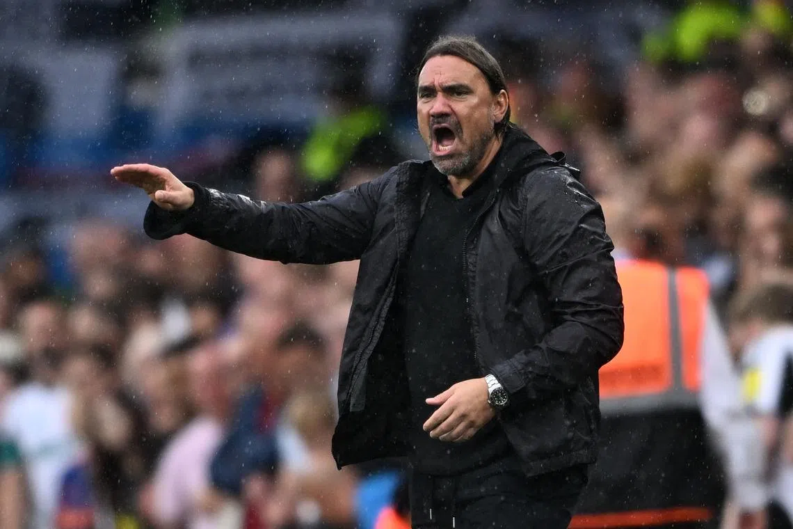 FILE PHOTO: Soccer Football - Premier League - Leeds United v Newcastle United - Elland Road, Leeds, Britain - August 30, 2025 Leeds United manager Daniel Farke reacts REUTERS/Jaimi Joy/ File Photo