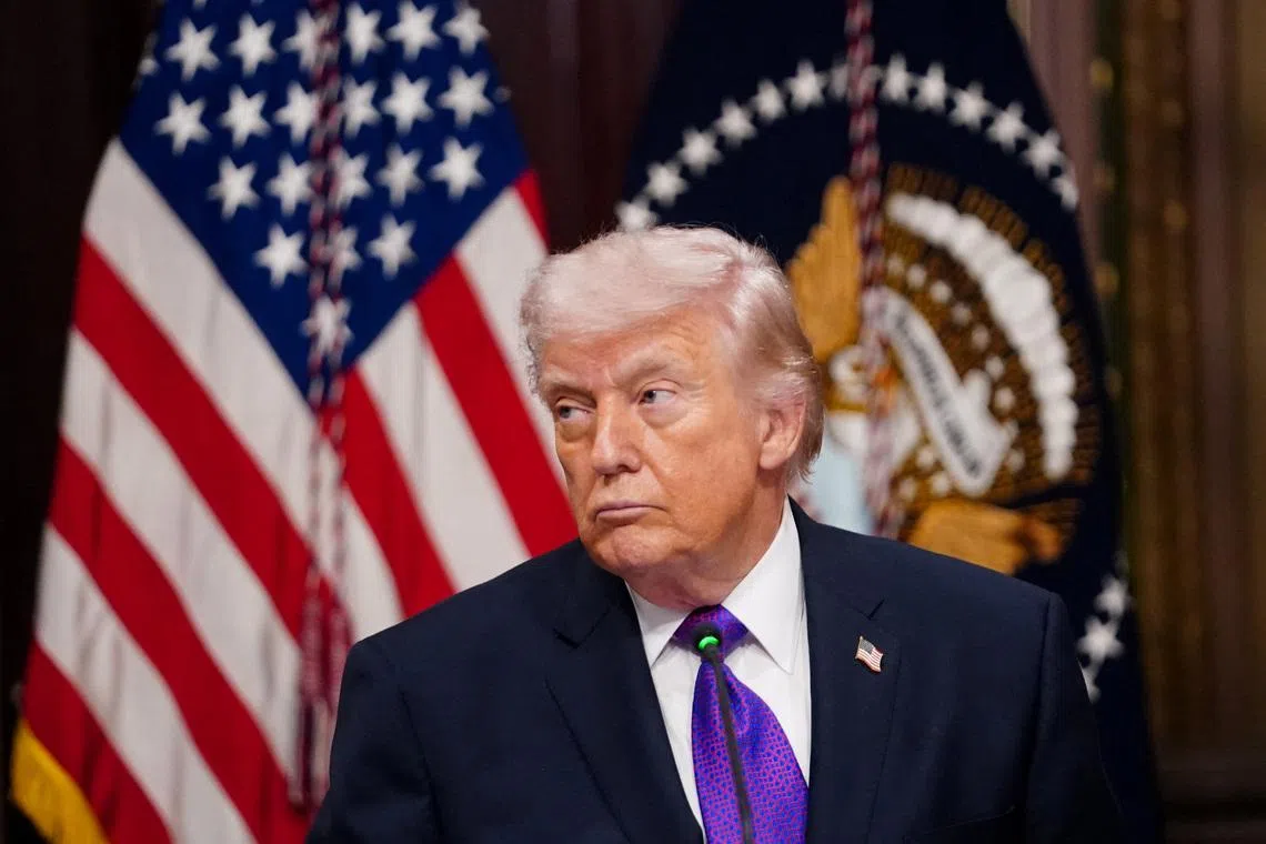 U.S. President Donald Trump attends a roundtable on the Ratepayer Protection Pledge in the Indian Treaty Room in the Eisenhower Executive Office Building (EEOB) on the White House campus in Washington, D.C., U.S., March 4, 2026. REUTERS/Nathan Howard