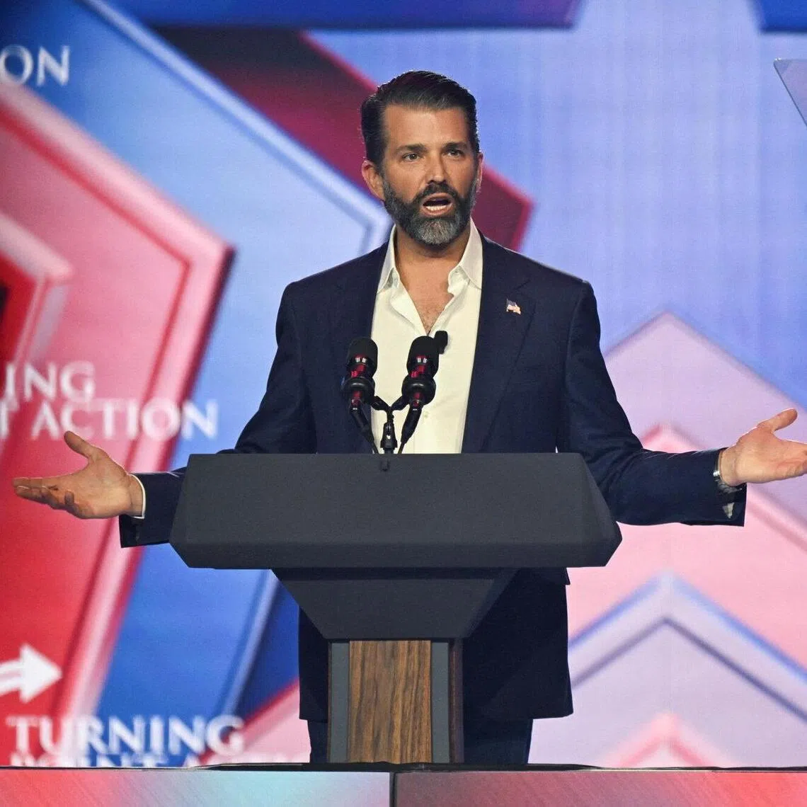 Mr Donald Trump Jr at a US summit in December 2025. The son of US President Donald Trump was the keynote speaker at the US Capital Access Forum in Singapore.