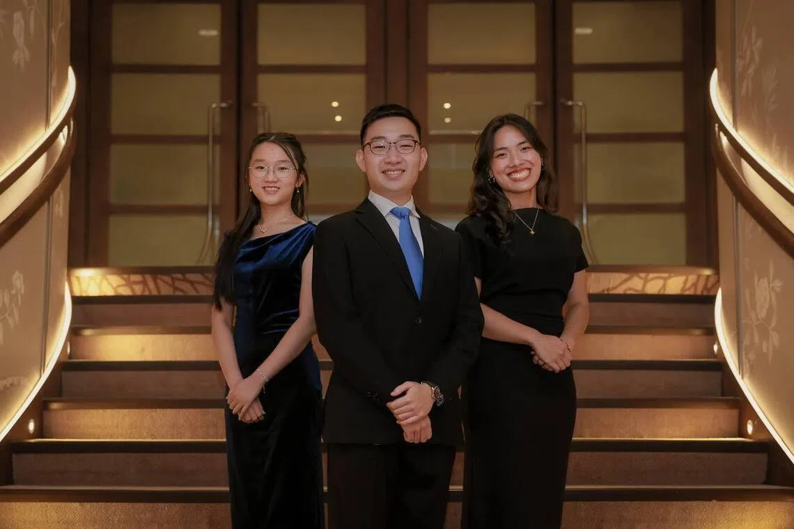 (From left) Ms Hilary Chee, Mr Kaleb Teo and Ms Clarissa Nguyen are the three President’s Scholarship recipients for 2025.
