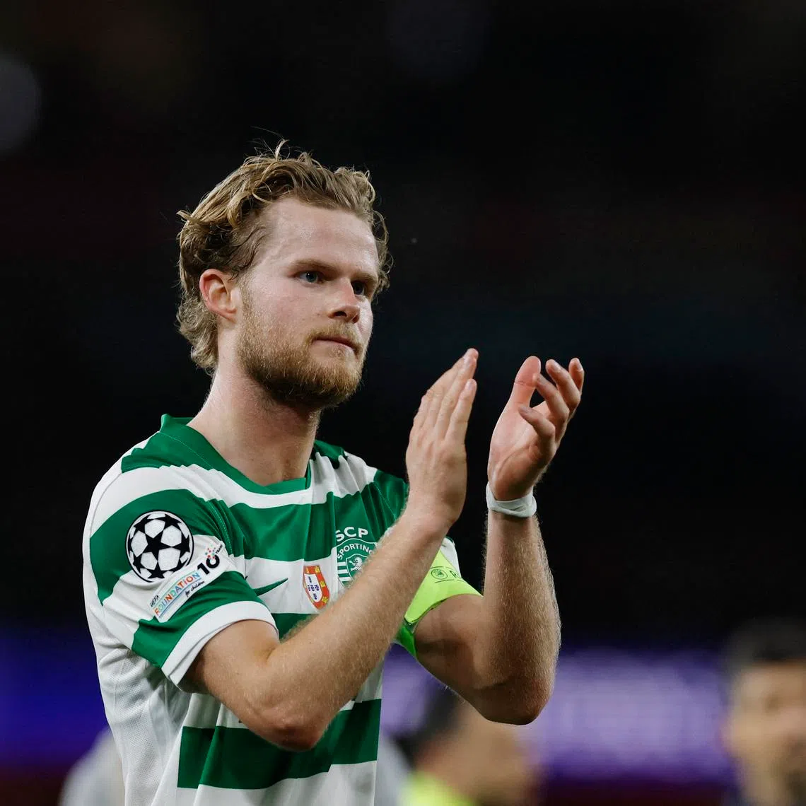 Soccer Football - UEFA Champions League - Quarter Final - Second Leg - Arsenal v Sporting CP - Emirates Stadium, London, Britain - April 15, 2026 Sporting CP's Morten Hjulmand looks dejected after the match Action Images via Reuters/Peter Cziborra