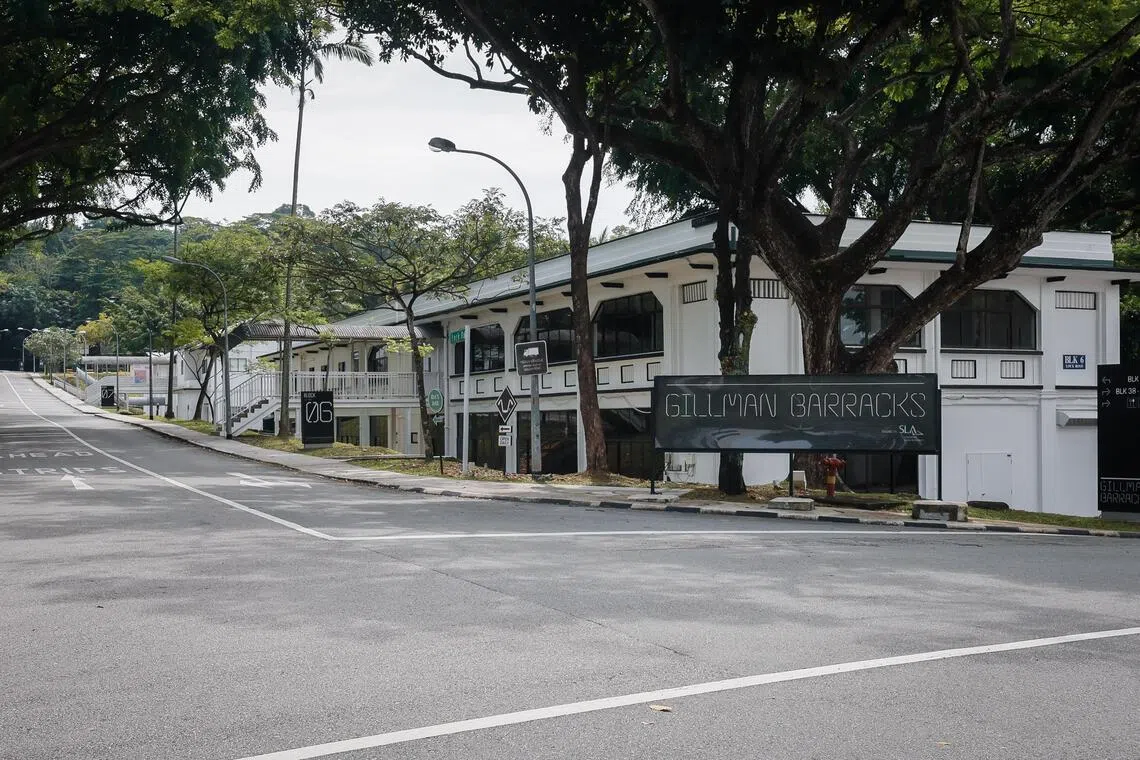 Block 6 (front) and block 7 (back) Lock Road at Gillman Barracks, on July 8, 2026.