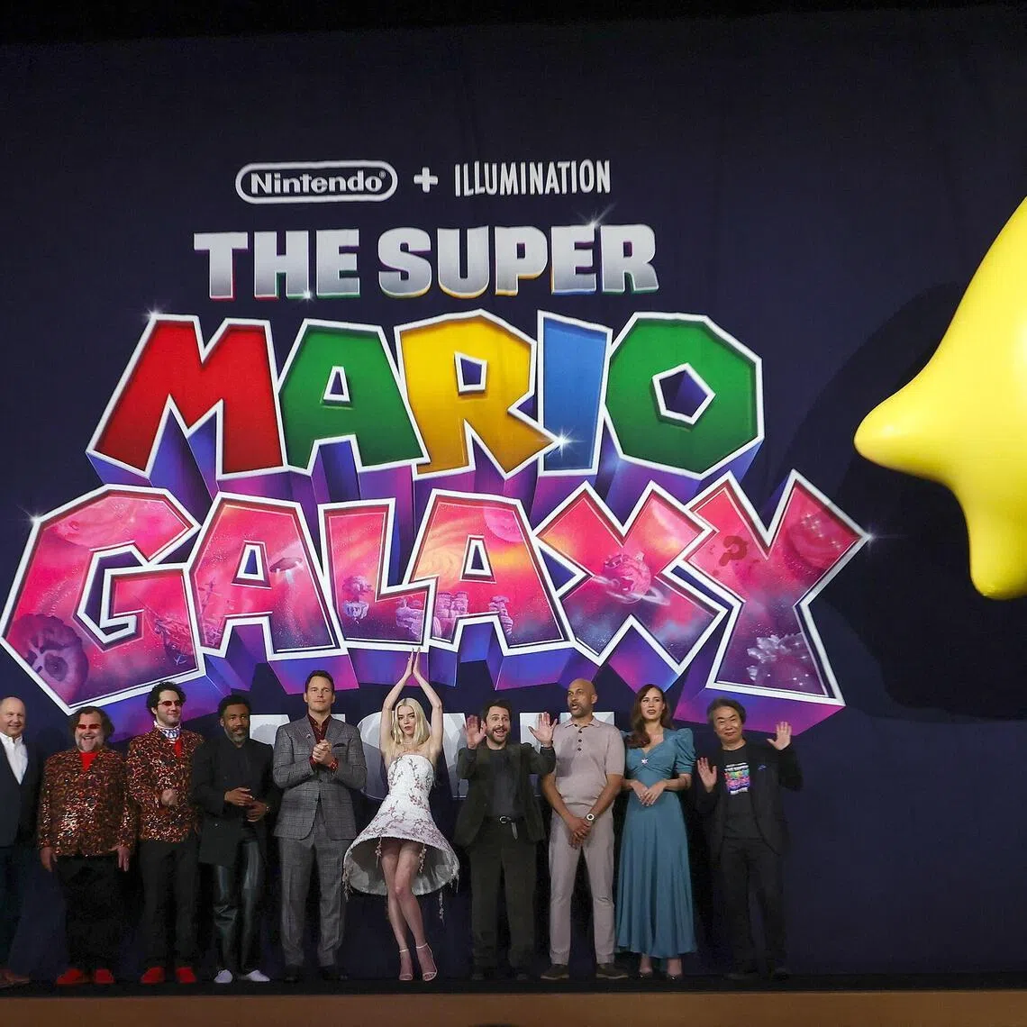 Producers Mr Chris Meledandr and Mr Shigeru Miyamoto attend the world premiere of The Super Mario Galaxy with its actors in Kyoto, Japan, on March 28. The Super Mario Galaxy Movie will hit theaters in the US and global markets from April 1.