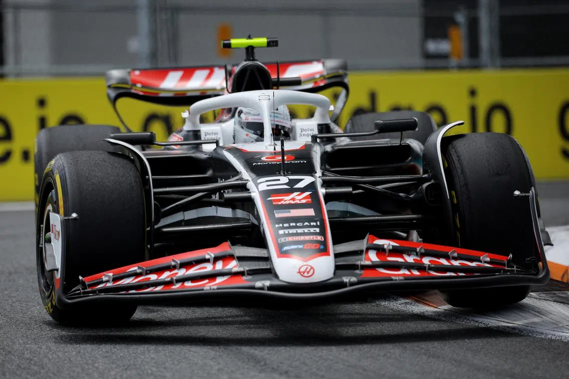 Formula One F1 - Miami Grand Prix - Miami International Autodrome, Miami, Florida, United States - May 4, 2024 Haas' Nico Hulkenberg in action during the sprint race REUTERS/Brian Snyder