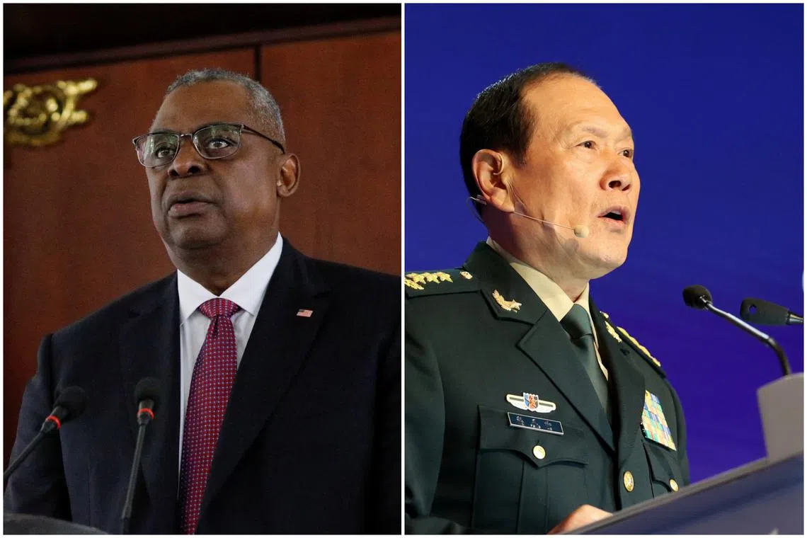 US Defence Secretary Lloyd Austin (left) would welcome a meeting with Chinese Defence Minister Wei Fenghe