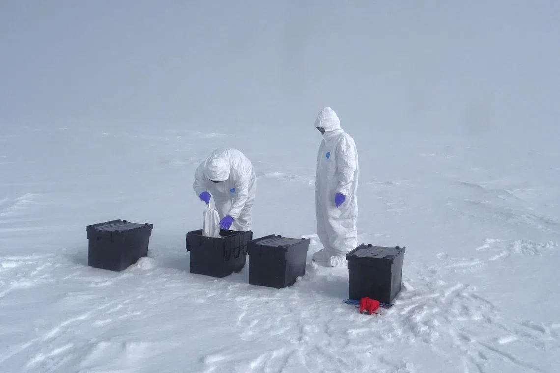 Samples and equipment are packed into boxes during the BIG expedition