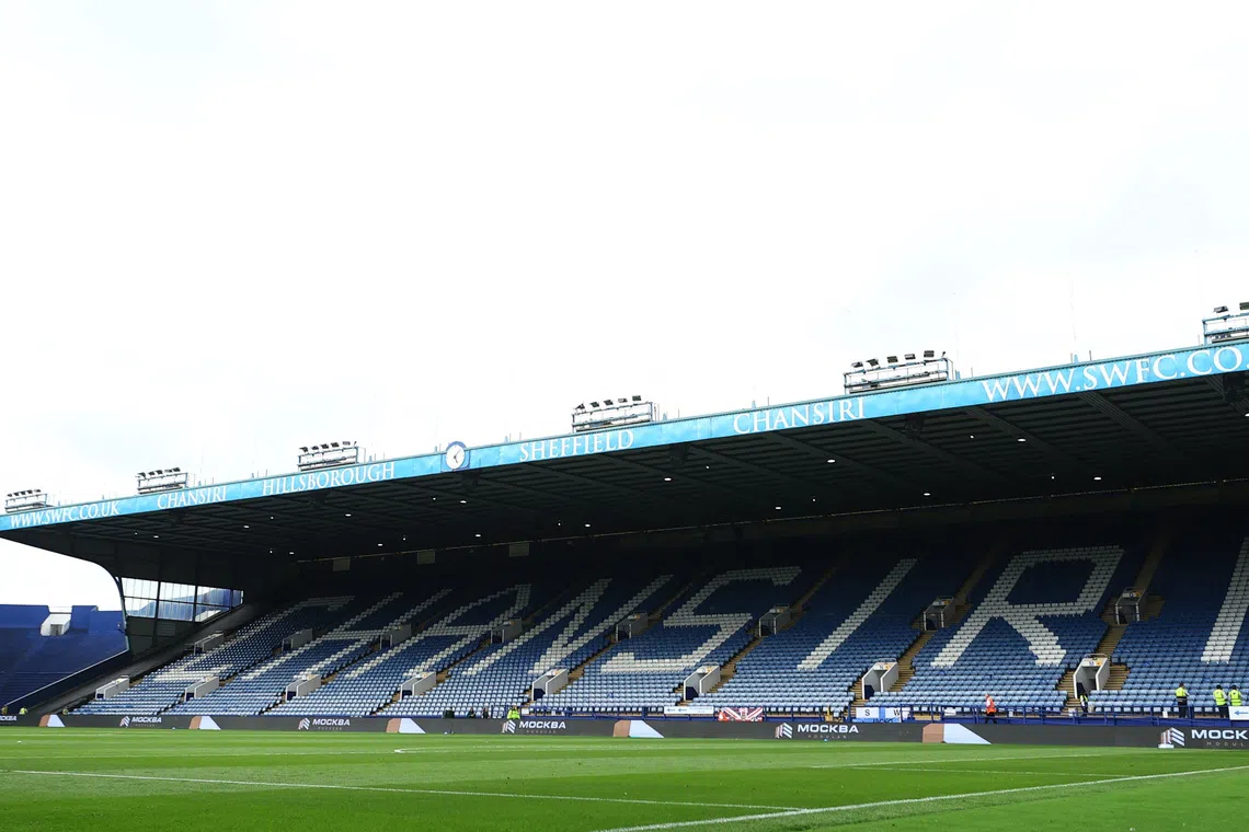 Soccer Football - Championship - Sheffield Wednesday v Stoke City - Hillsborough Stadium, Sheffield, Britain - August 16, 2025 Seats in the stands read \"Chansiri\" named after the owner of Sheffield Wednesday Dejphon Chansiri Action Images via Reuters/Andrew Boyers