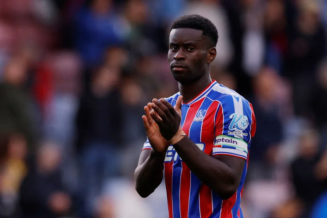 FILE PHOTO: Soccer Football - Premier League - Crystal Palace v Sunderland - Selhurst Park, London, Britain - September 13, 2025 Crystal Palace's Marc Guehi applauds fans after the match Action Images via Reuters/Andrew Couldridge
