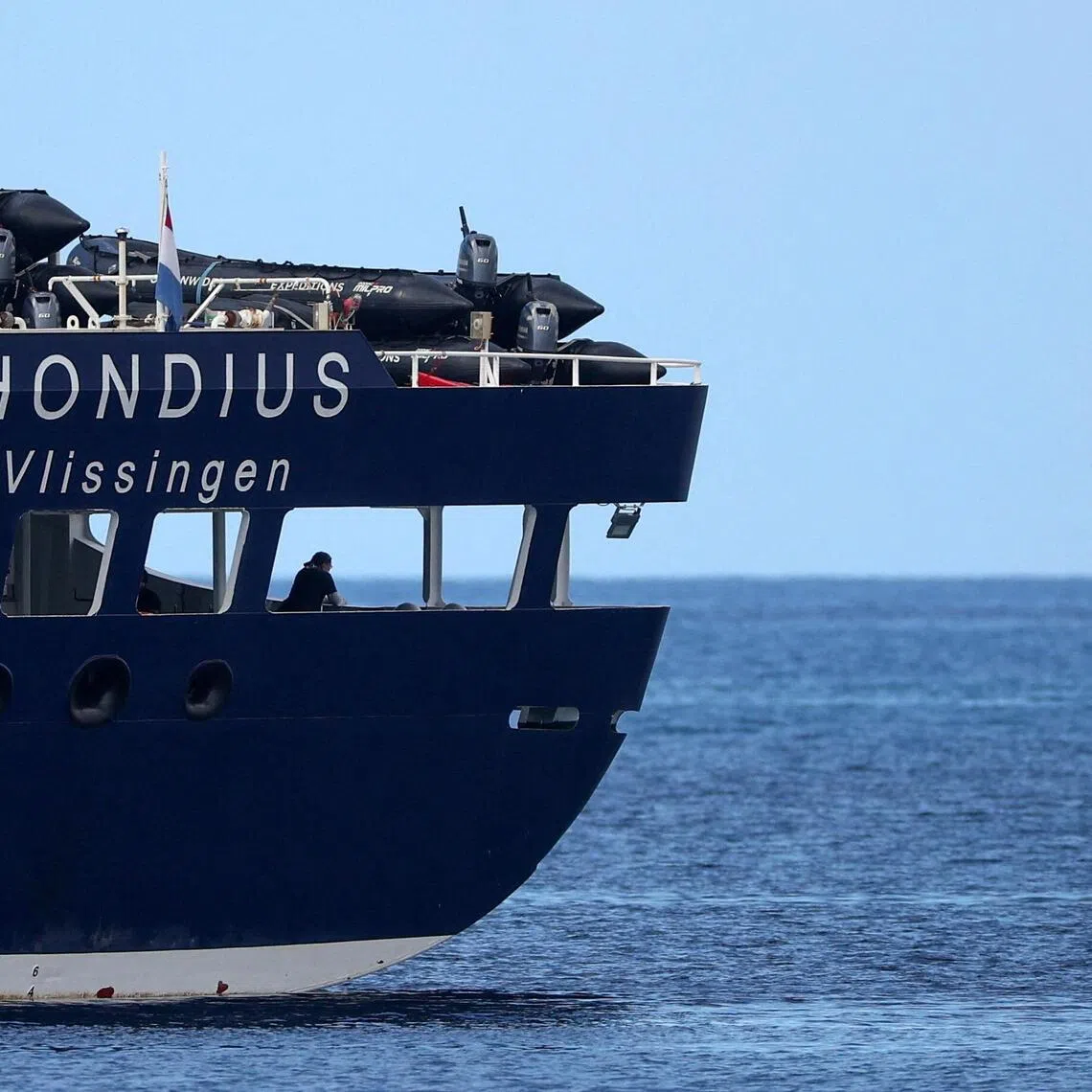 The cruise ship MV Hondius, affected by a hantavirus outbreak, at the port of Granadilla de Abona, in Tenerife, Spain, on May 11.
