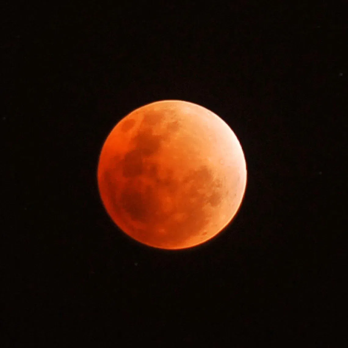 A red moon during a total lunar eclipse on Dec 10, 2011 .