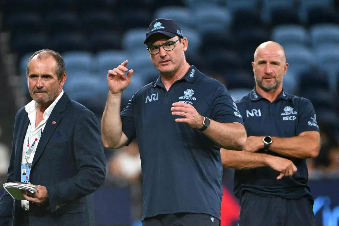 NSW Waratahs' head coach Dan McKellar  after they beat Fijian Drua in the Super Rugby competition at Allianz Stadium in Sydney on Feb 28, 2025.