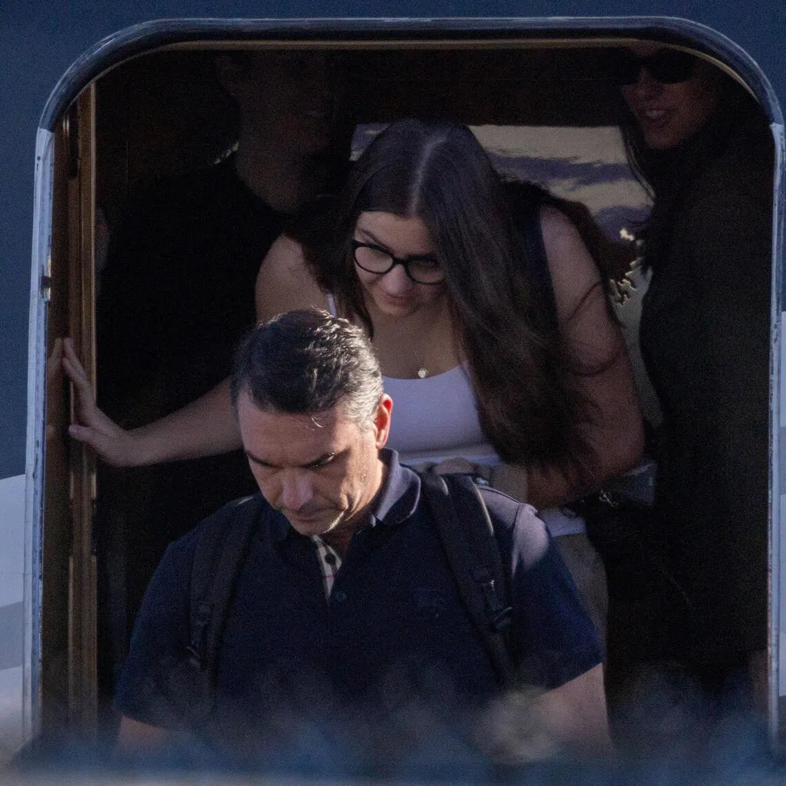 Brazilian senator Flavio Bolsonaro disembarks from a plane after arriving at Opa-locka Executive Airport near Miami, Florida on Oct 28.