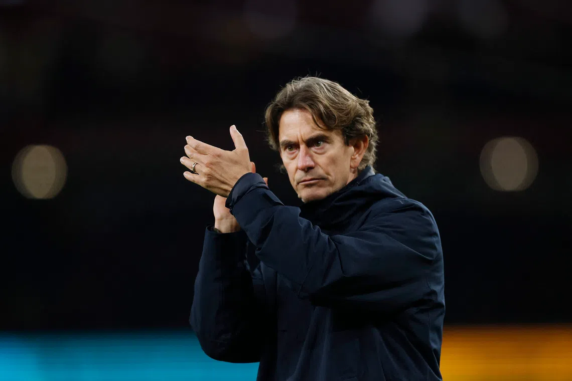Soccer Football - Premier League - Arsenal v Tottenham Hotspur - Emirates Stadium, London, Britain - November 23, 2025 Tottenham Hotspur manager Thomas Frank looks dejected after the match Action Images via Reuters/Andrew Couldridge