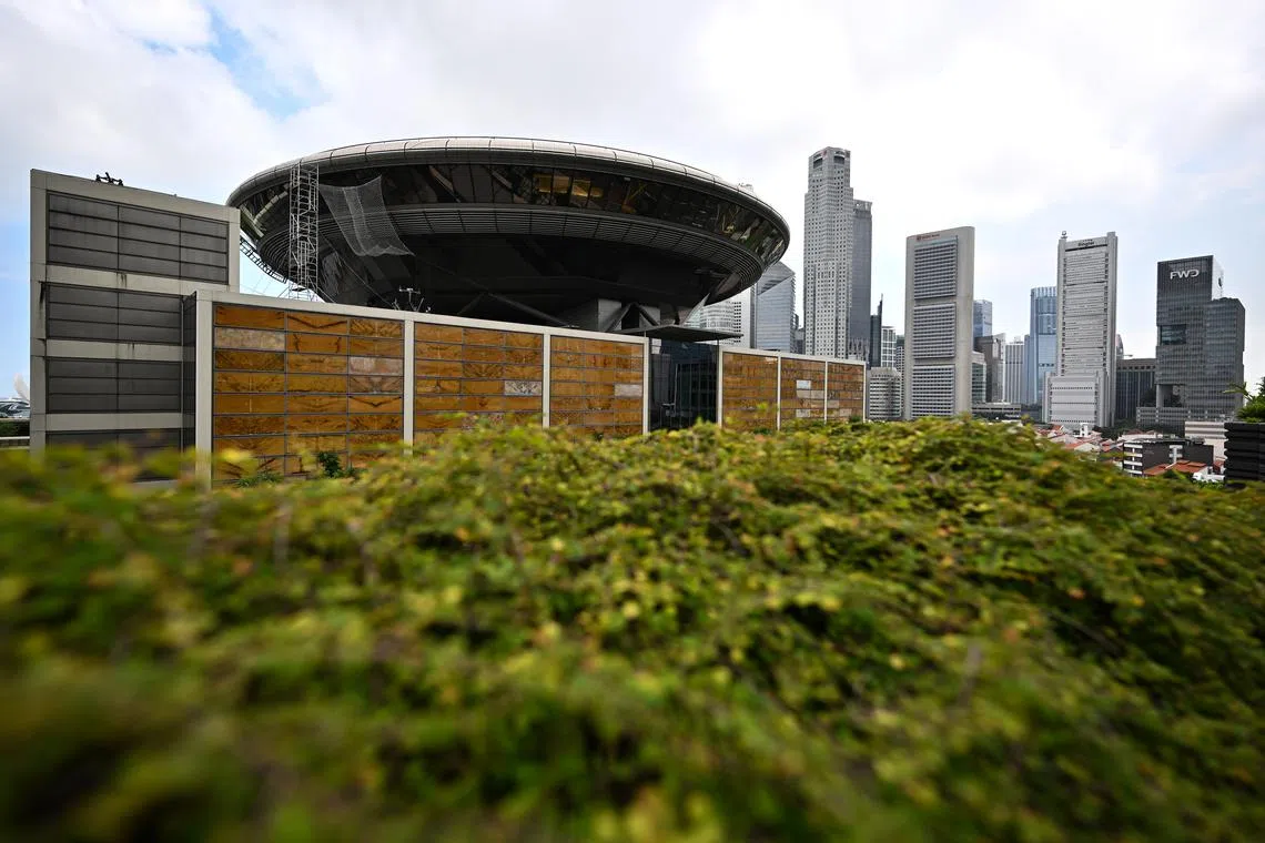 The Supreme Court and CBD skyline as viewed from Funan Mall.